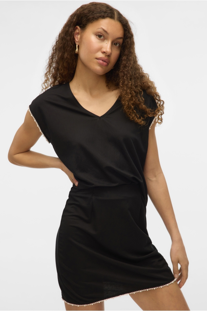 VMVIPS SS AVA V-NECK TOP JRS GA 10327099 BLACK/SOLID